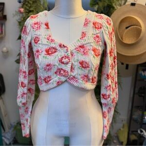 SOLD- LSF cropped rose cardigan